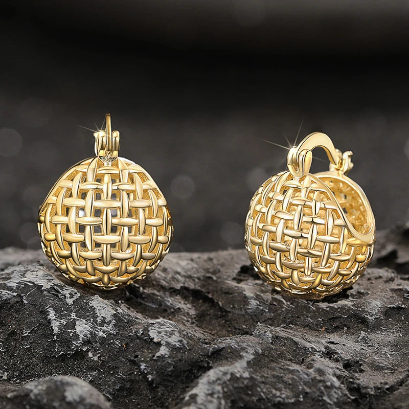 Huitan Metal Ball Hoop Earrings – Silver & Gold | Fashion Jewelry Hoop Earrings Axl E4597