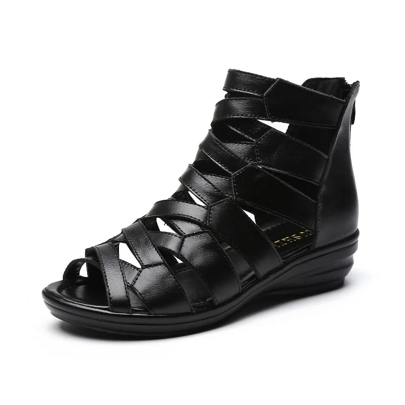 Women's Gladiator Wedge Sandals – Soft Sole & Back Zipper Wedge Sandals Axl