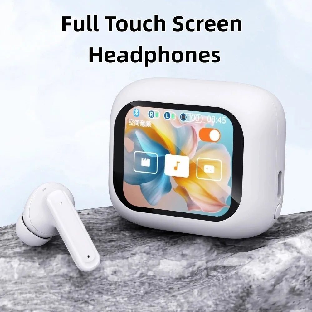 Bluetooth 5.4 ANC TWS Earbuds – Smart LCD Touch Screen Wireless Earbuds Axl