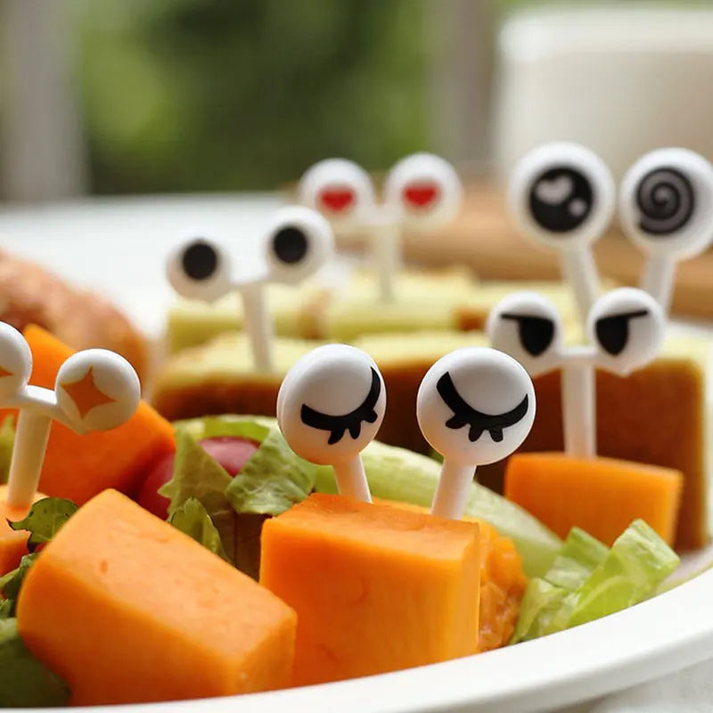 10-Piece Kawaii Cartoon Eye Bento Food Picks & Fruit Forks Bento Food Picks Axl