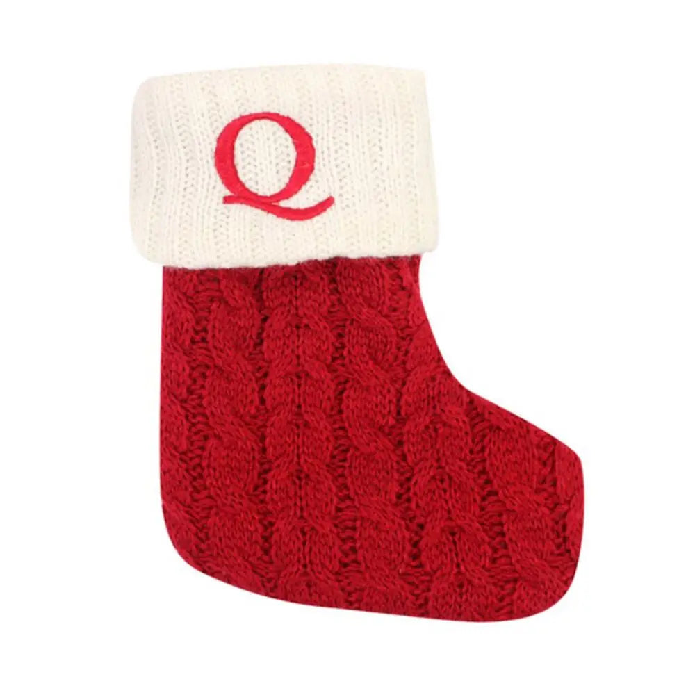 Knitted Christmas Stocking – Alphabet Letter Xmas Décor Gift Christmas Stocking Axl Q