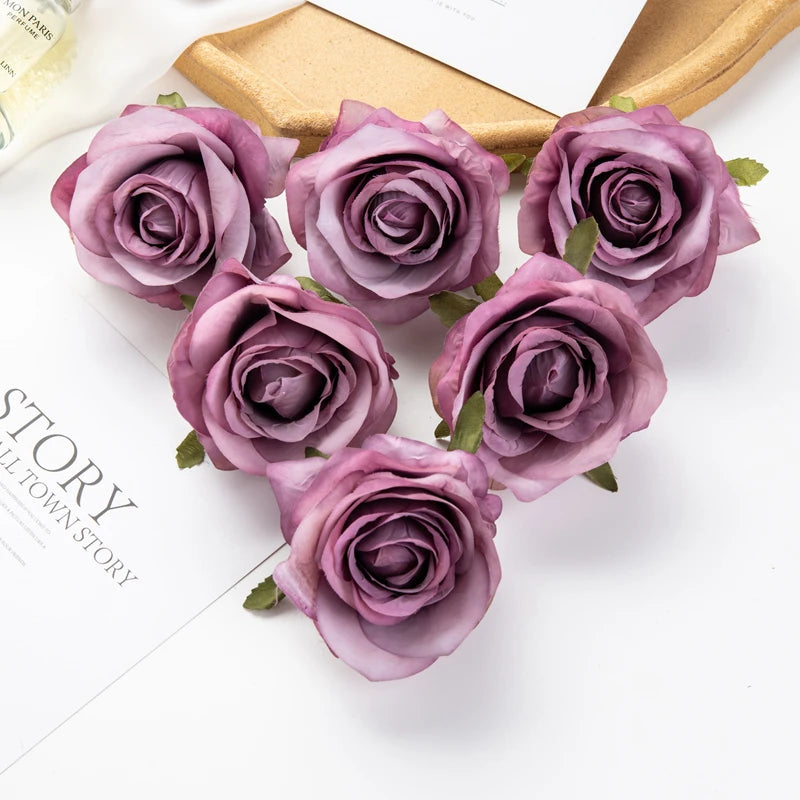 Artificial Silk Roses 10 Pcs – Wedding Bouquet & Home Décor Artificial Silk Flowers Axl PURPLE