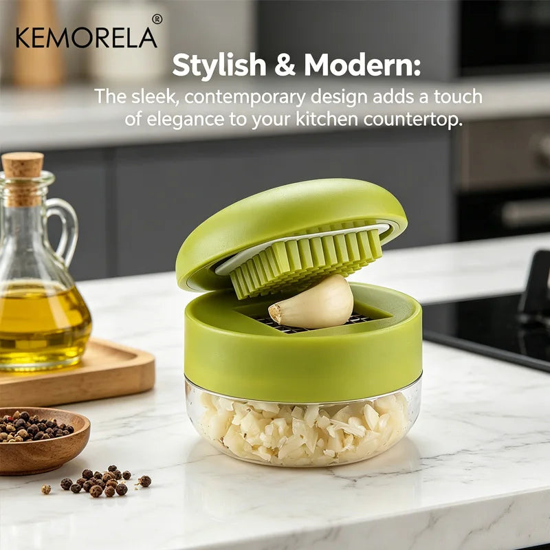 KEMORELA Mini Garlic Press Crusher – Handheld Ginger Masher Garlic Press Axl