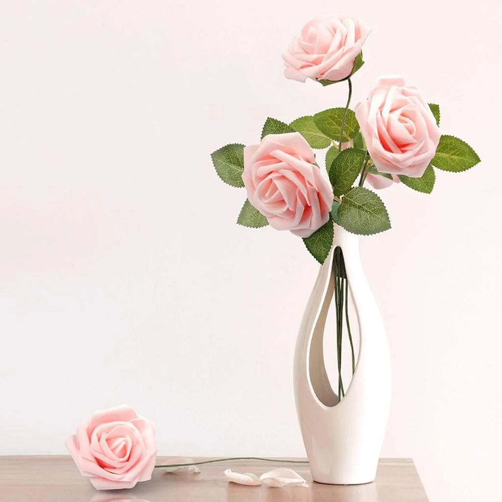 30 Pcs Artificial PE Foam Roses with Stems – Wedding & Decor Artificial Flower Set Axl