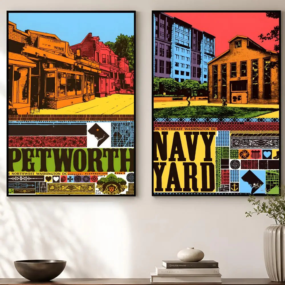 Washington Neighborhood Poster – Self-Adhesive Waterproof Wall Art Decorative Wall Poster Axl