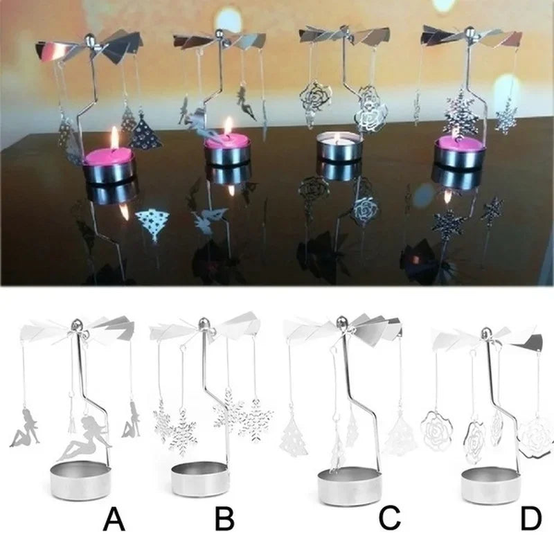 Spinning Metal Carousel Tea Light Candle Holder | Xmas Decor Candle Holder Axl