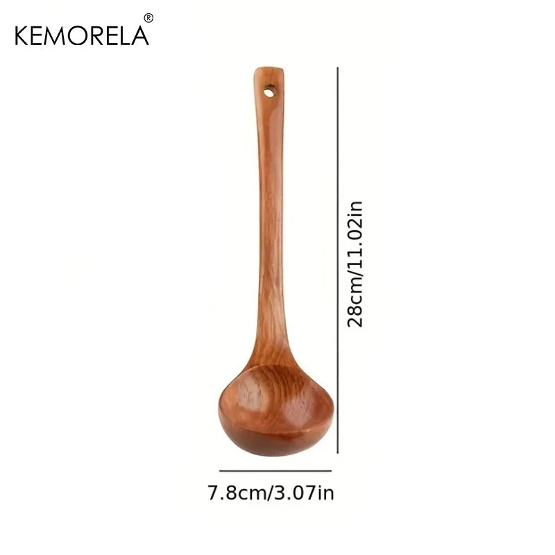 Teak Wood Kitchen Utensils – Spoon, Ladle & Skimmer Set Wooden Kitchen Utensil Axl Soup ladle