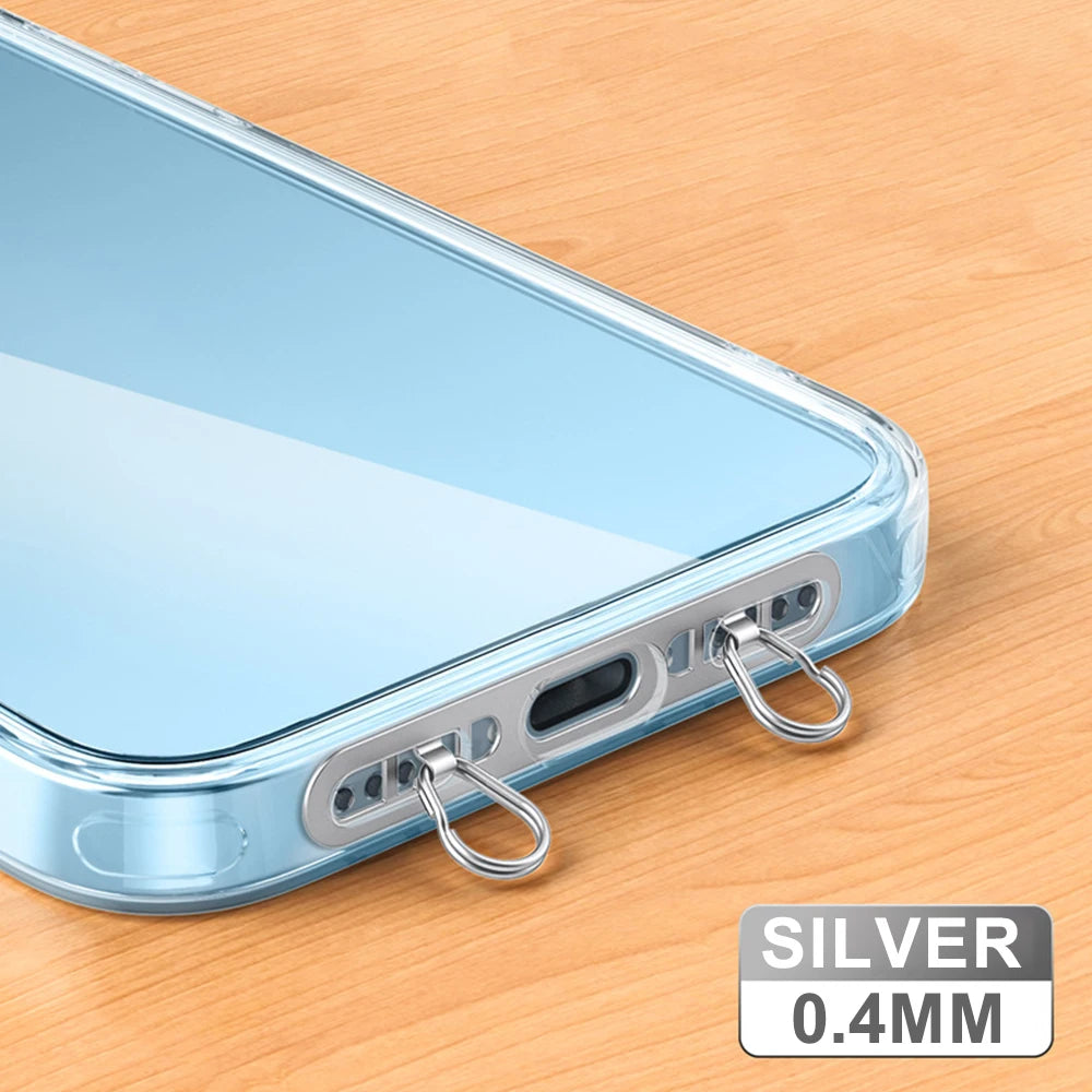 Stainless Steel Phone Lanyard Patch Clip | Metal Gasket Connector Phone Lanyard Connector Axl Sliver clip