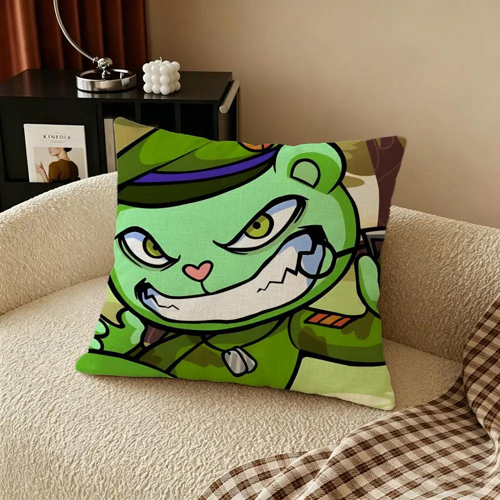 Cartoon Happy Tree Friends Linen Cushion Cover | Sofa & Bed Linen Cushion Cover Axl