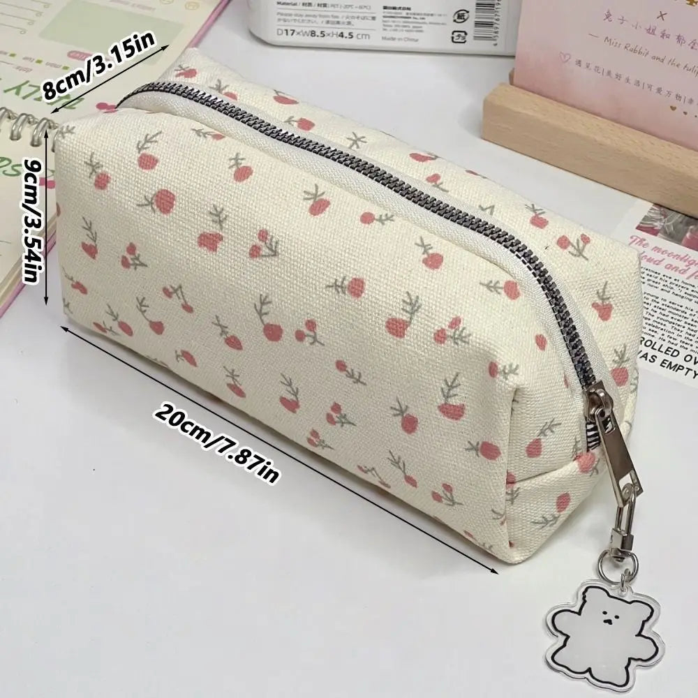 Large Capacity Floral Pencil Case – Cute Canvas Pen Bag Pencil Case Axl