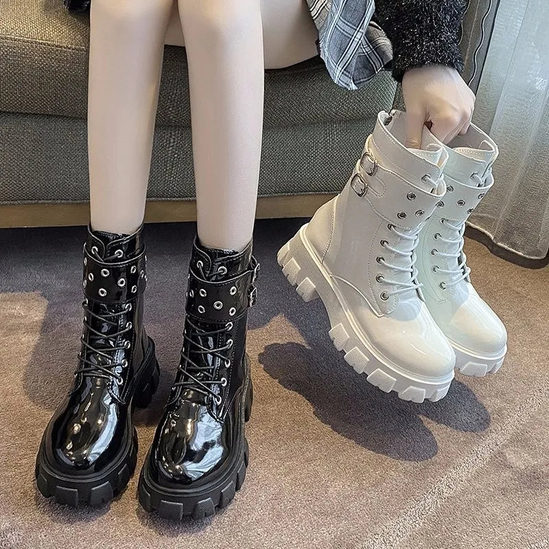 Women's Ankle Boots – Rear Zip, Belt Buckle & Wedge Heel Women's Ankle Boots Axl
