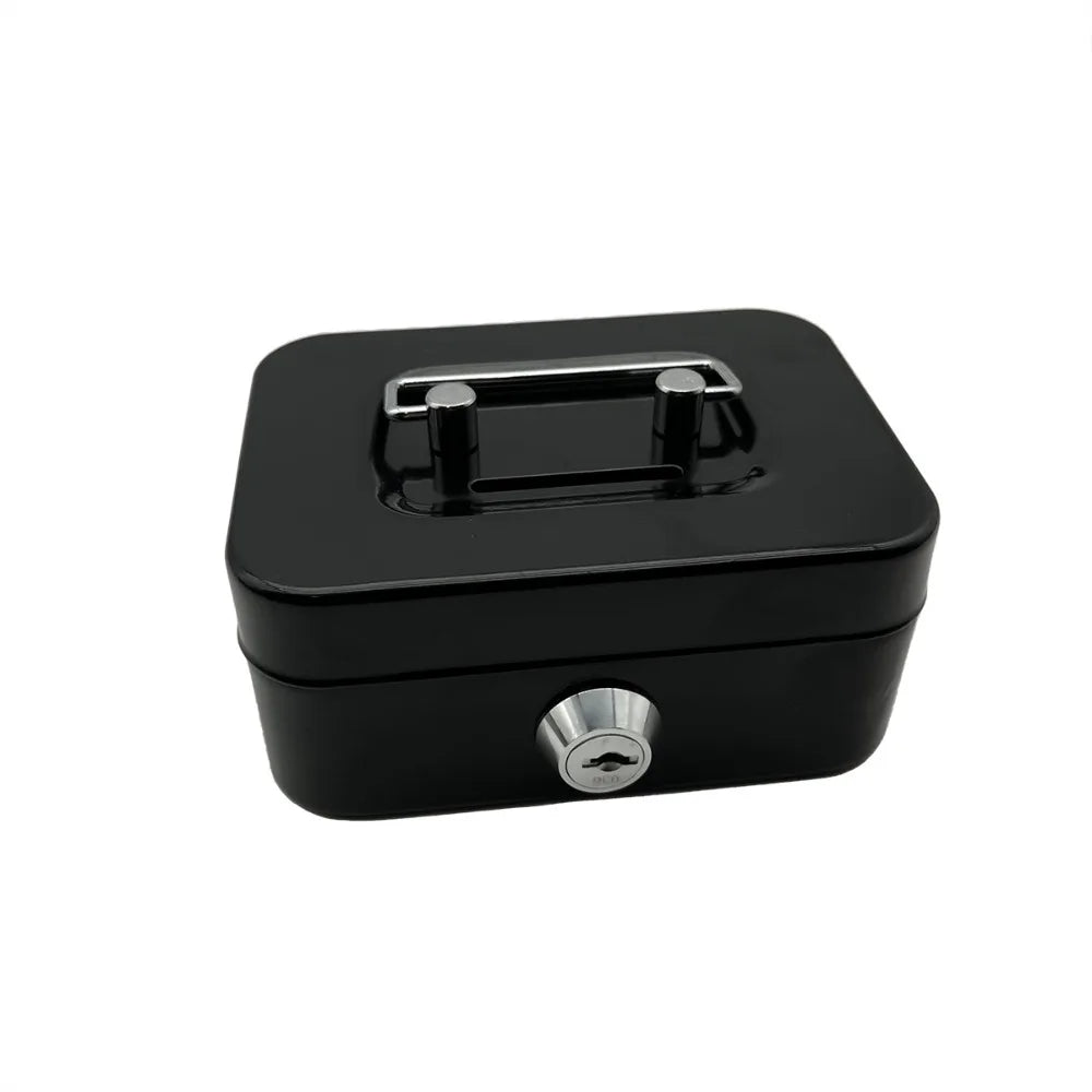 Small Metal Cash Box Key Lock & Handle – Kids Money Organizer Lockable Cash Box Axl