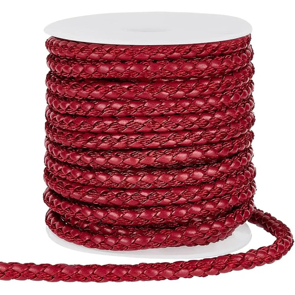10 Yards Red Braided Leather Cord 5.5mm – DIY Jewelry Rope Leather Craft Cord Axl