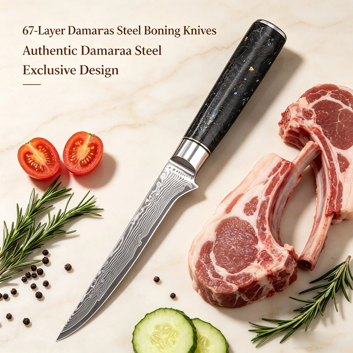 Damascus Steel 67-Layer Boning Knife – Sharp Chef Blade Damascus Boning Knife Axl Boning Knife