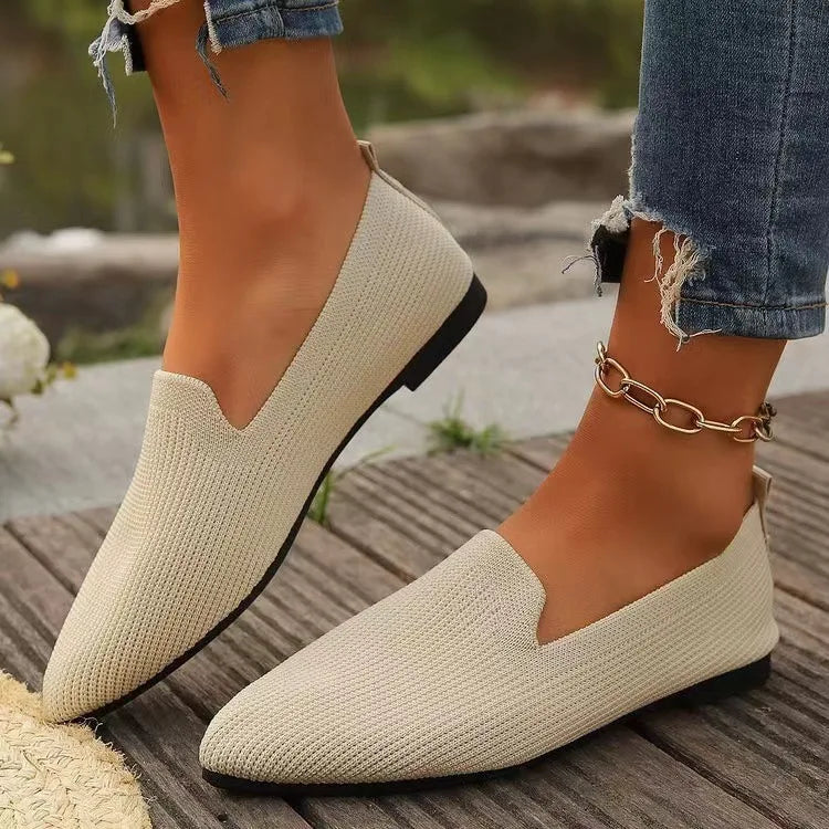 Women's Knit Ballet Flats – Pointed Toe Slip-On Loafers Ballet Flat Shoes Axl