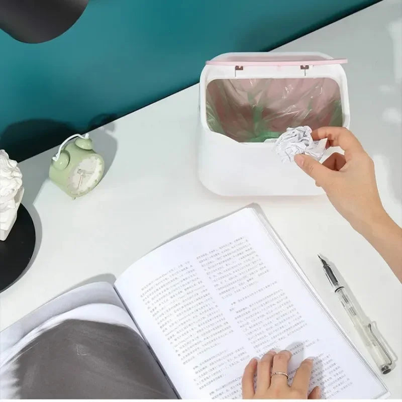 Mini Desktop Trash Can with Press Lid – Cute Desk Waste Bin Desktop Trash Can Axl