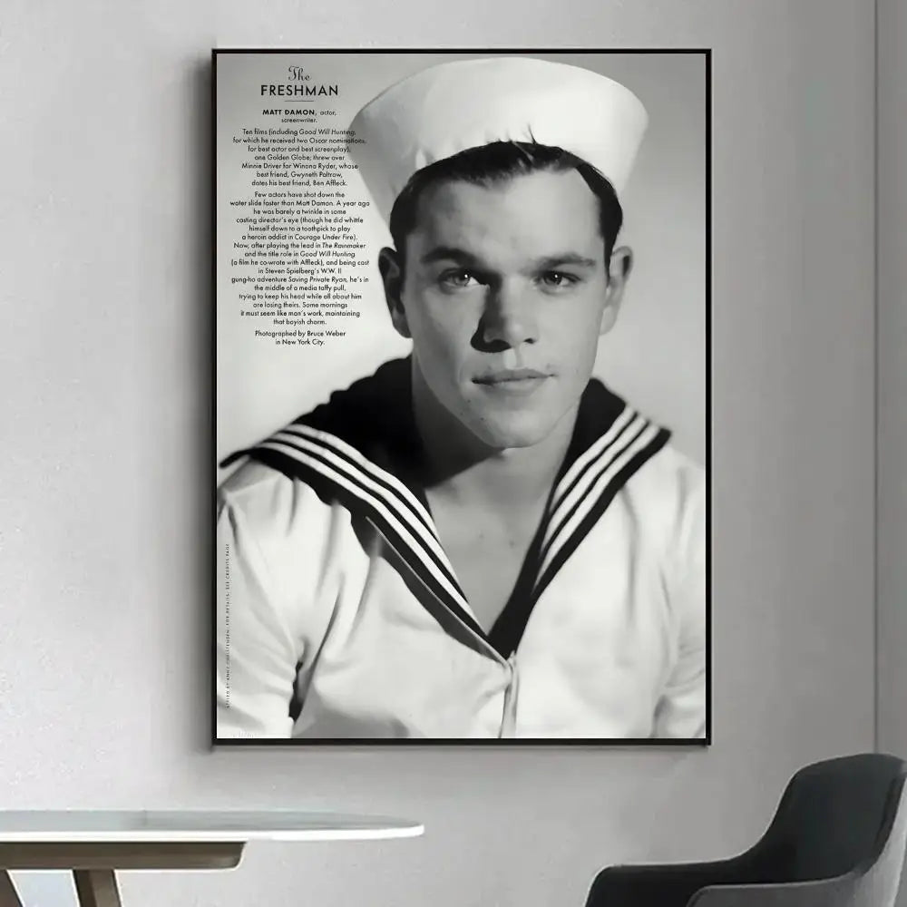 Matt Damon HD Art Poster – Waterproof Sticky Wall Decor Wall Art Poster Axl