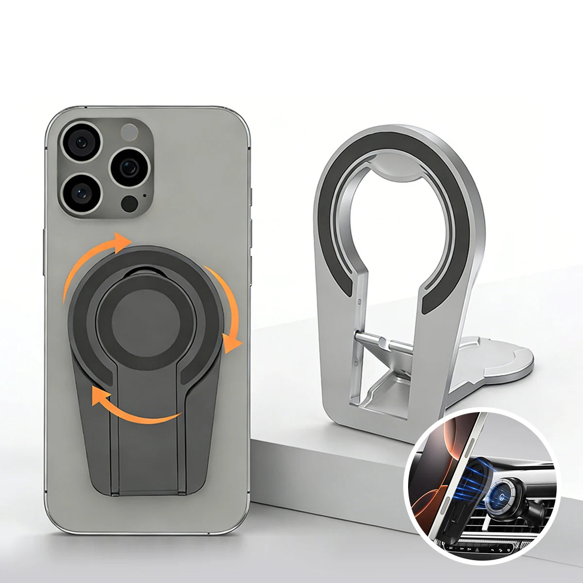Foldable Dual Magnetic Phone Stand 360° Ring Holder for iPhone Magnetic Phone Stand Axl