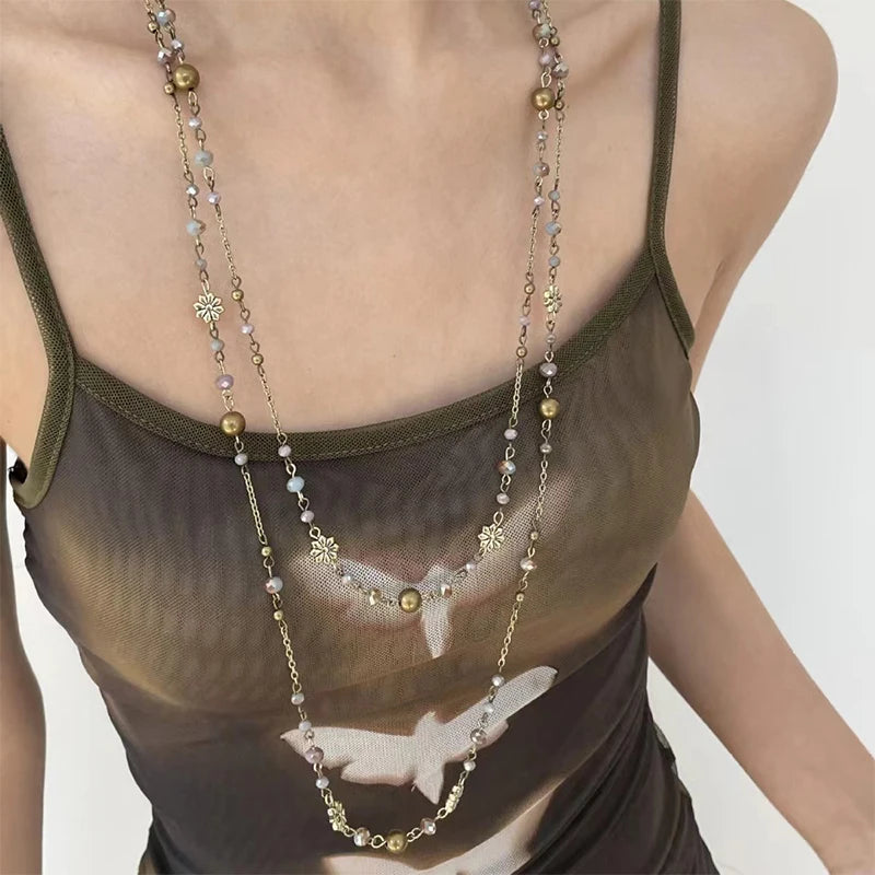 Bohemian Beaded Long Sweater Necklace – Women's Stackable Beaded Necklace Axl