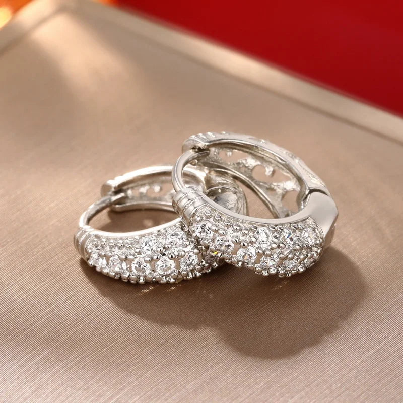 Huitan CZ Paved Geometric Hoop Earrings – Women's Fashion Hoop Earrings Axl