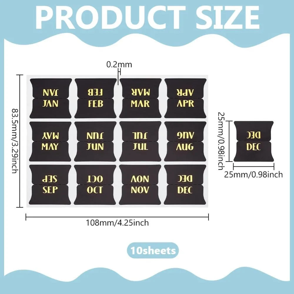 Monthly Planner Stickers Black & Gold – 120pc Self-Adhesive Labels Planner Sticker Labels Axl