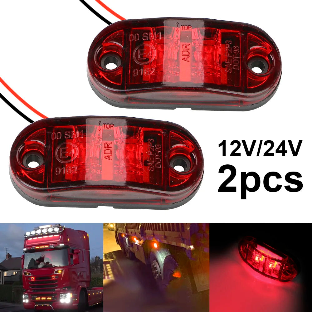 LED Side Marker Lights 12V–24V | Trailer Truck Caravan Pair LED Marker Lights Axl