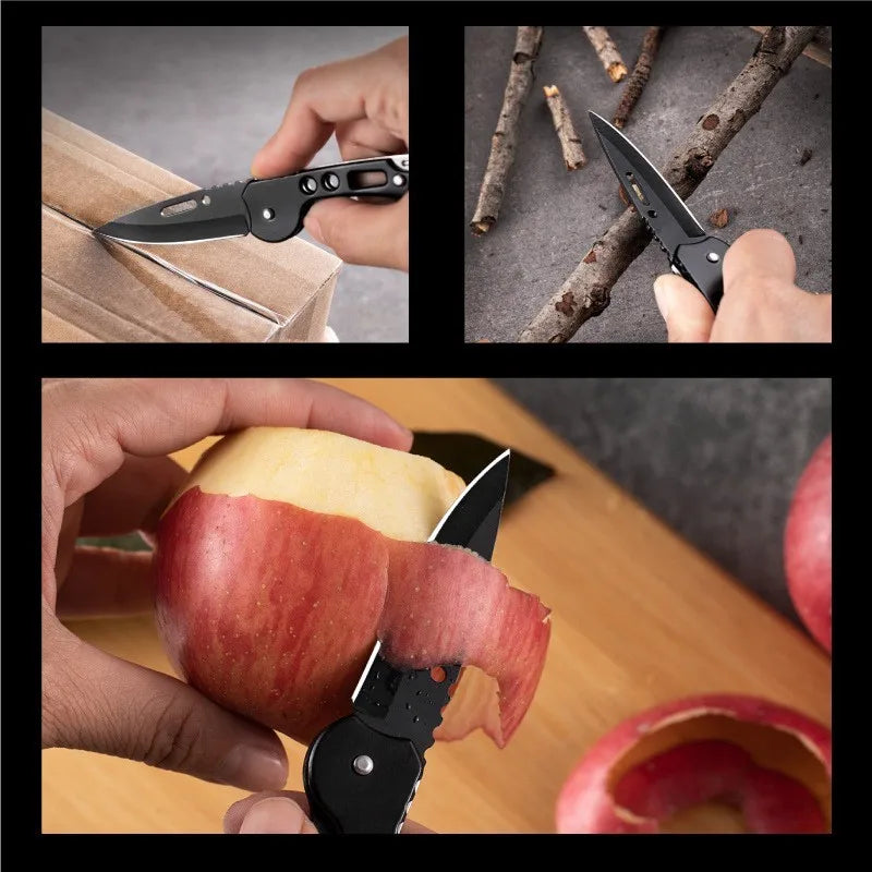 Stainless Steel Folding Fruit Knife – Non-Slip Handle & Keychain Folding Pocket Knife Axl