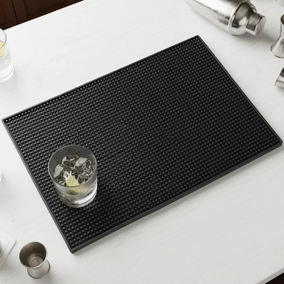 Black PVC Bar Mat – Drainer & Spill Mat for Countertops Bar Drainer Mat Axl