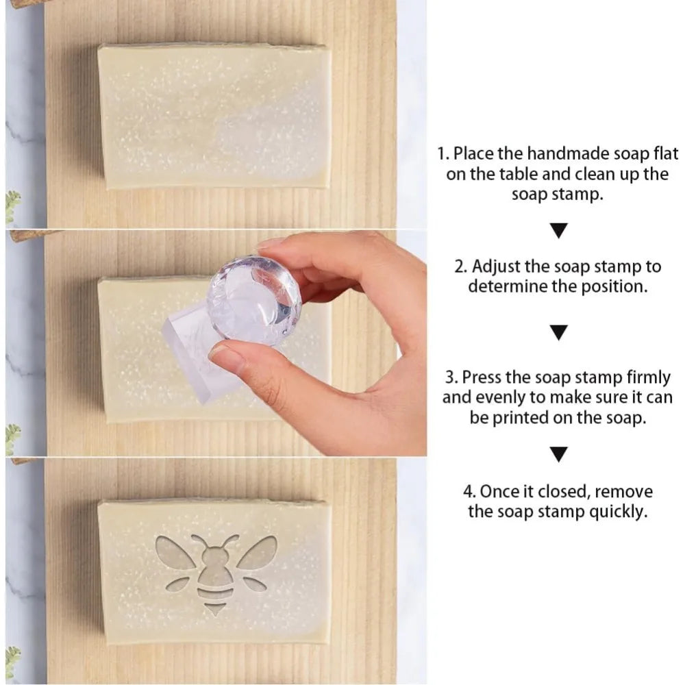 Bee Soap Stamp with Handle – 1.3" Acrylic DIY Imprint Tool Craft Soap Stamp Axl