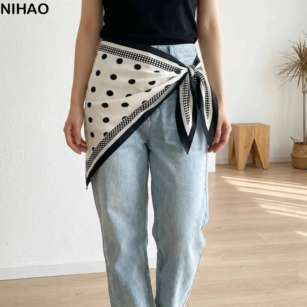 Polka Dot Triangle Scarf – Silk-Look Bandana & Waist Belt Triangle Scarf Bandana Axl