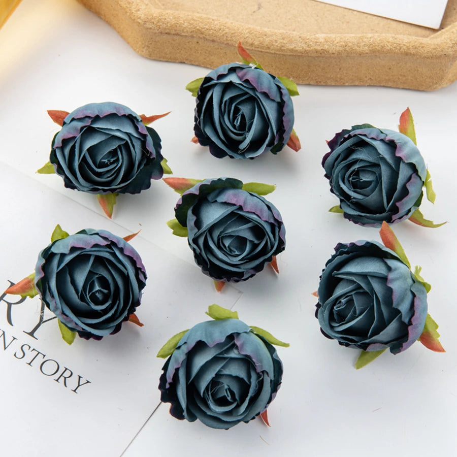 Silk Artificial Rose Heads 10/20 Pcs – Wedding & Home Decor Artificial Silk Flowers Axl Blue 20 pcs
