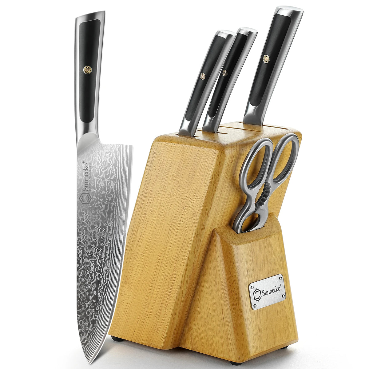 Sunnecko Damascus Kitchen Knife Set | VG10 Core 67-Layer Steel Damascus Kitchen Knife Set Axl