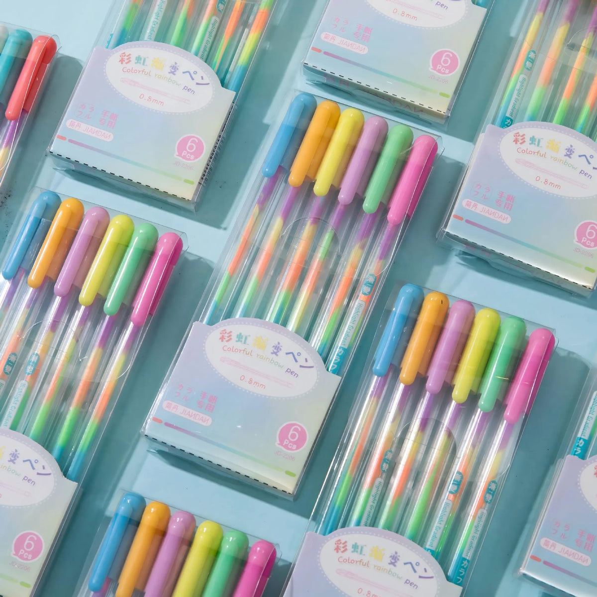 6-Piece Kawaii Rainbow Gel Pens – Kids Diary & Art Deco Set Gel Pen Set Axl