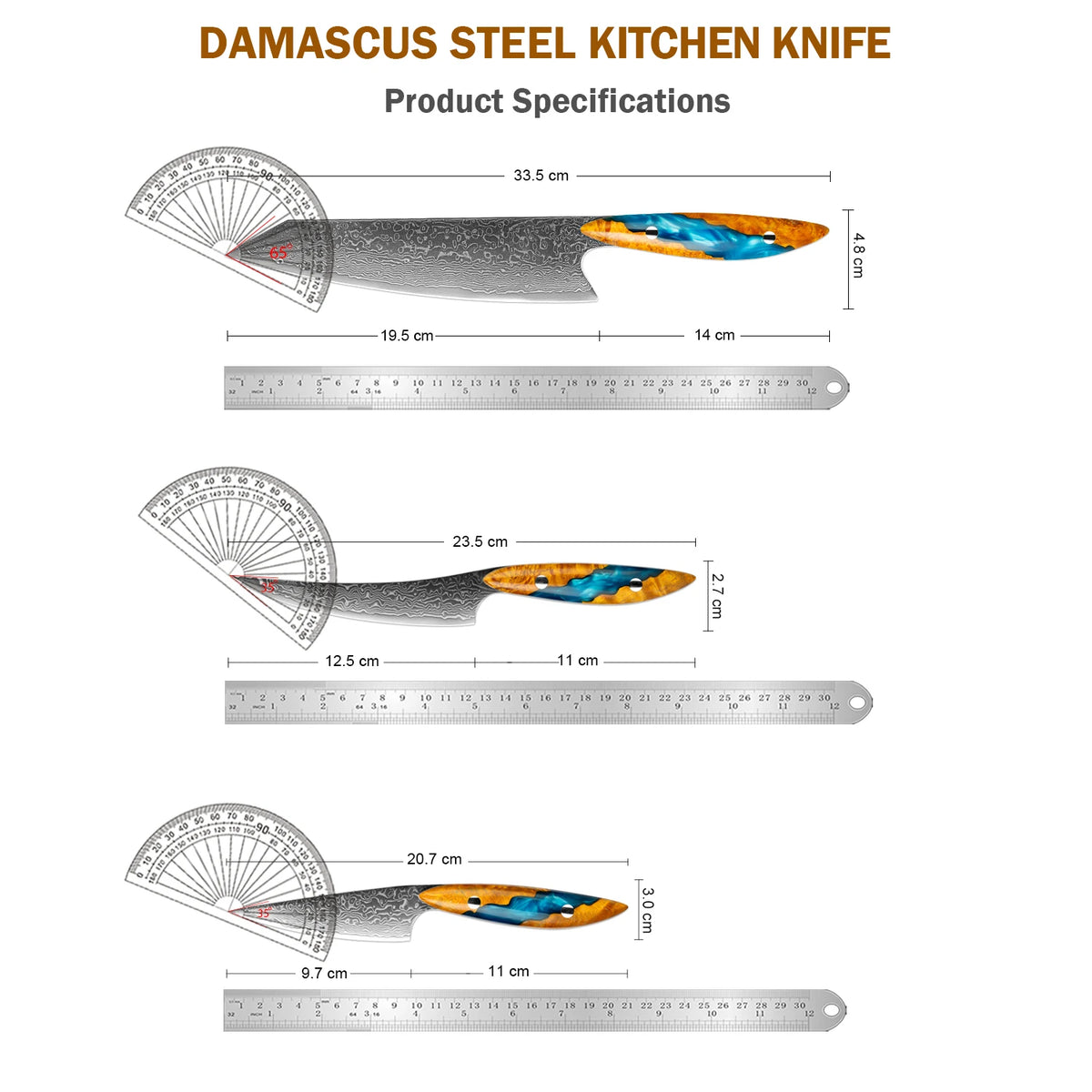 XITUO Damascus Chef Knife Set – 67-Layer VG10 Steel, 1-3 Pcs Damascus Kitchen Knife Set Axl