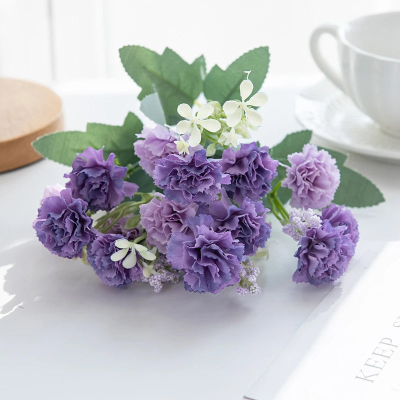 Silk Carnation Artificial Flowers – Wedding, Home & Wreath Décor Artificial Silk Flowers Axl PURPLE 5pcs