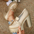 Women's Chunky High Heel Pumps – Tassel & Bowknot Party Shoes Chunky Heel Pumps Axl Gold 35