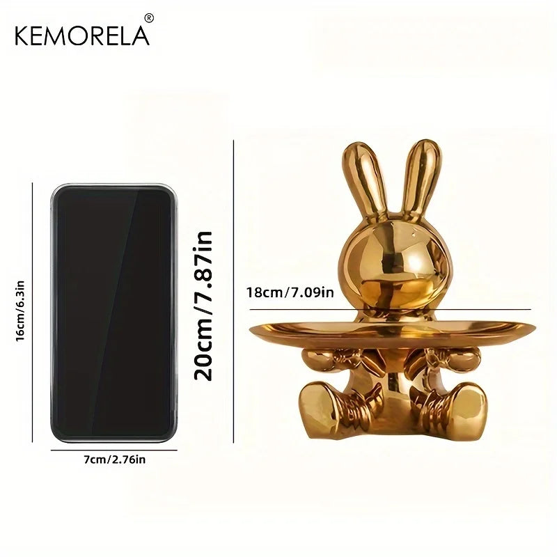 KEMORELA Ceramic Rabbit Key Storage Figurine | Home Decor Decorative Figurine Axl