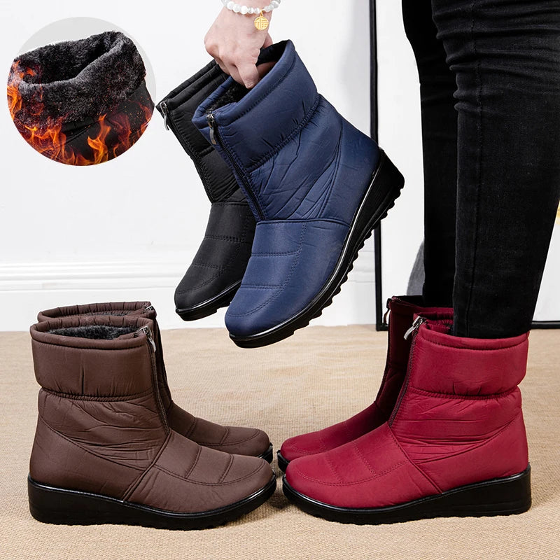 Women's Waterproof Snow Boots – Warm Plush Ankle Zip Boots Women's Snow Boots Axl