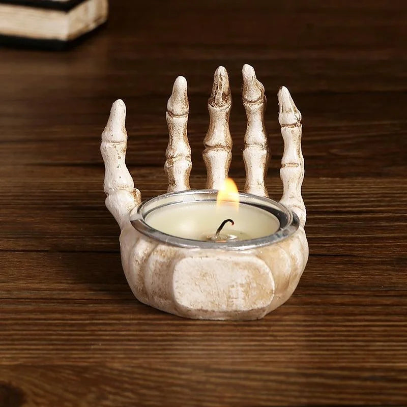 Halloween Resin Skull Candle Holder – Gothic Table Decor Skull Candle Holder Axl