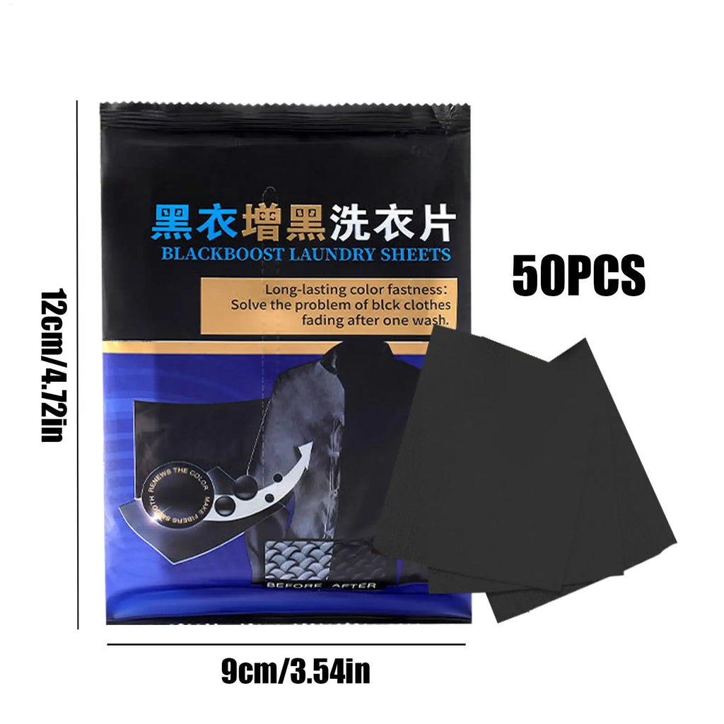 50-Pack Black Clothing Color Restorer Laundry Sheets Laundry Color Sheets Axl