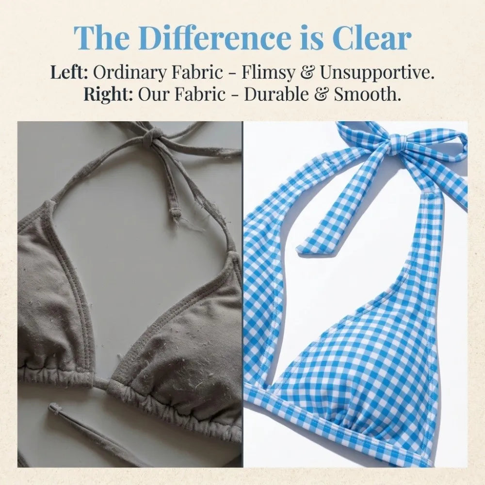 Y2K Halter Neck Plaid Bikini Set – 2-Piece Slim Swimsuit Bikini Swimsuit Set Axl