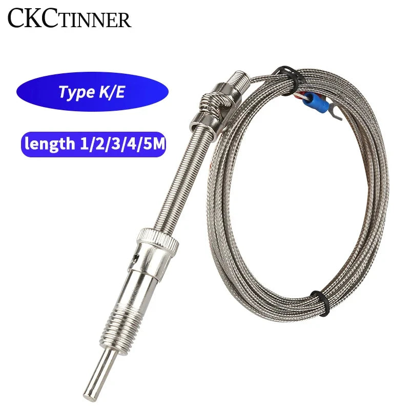 M12 Type K/E Thermocouple Temperature Sensor | 1–5m Cable Thermocouple Sensor Axl M12 E Type 5m