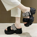 Women's Rhinestone Chunky High Heel Sandals – Open Toe 8CM High Heel Sandals Axl black 36