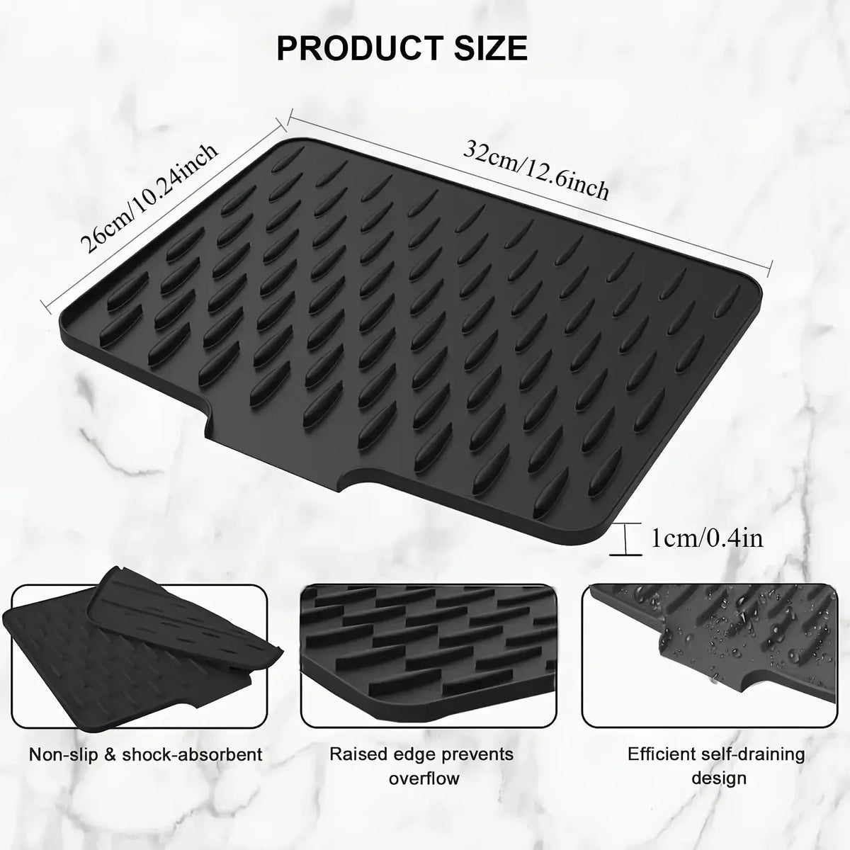 Silicone Kitchen Drain Mat with Built-In Drainage Channels Kitchen Drain Mat Axl