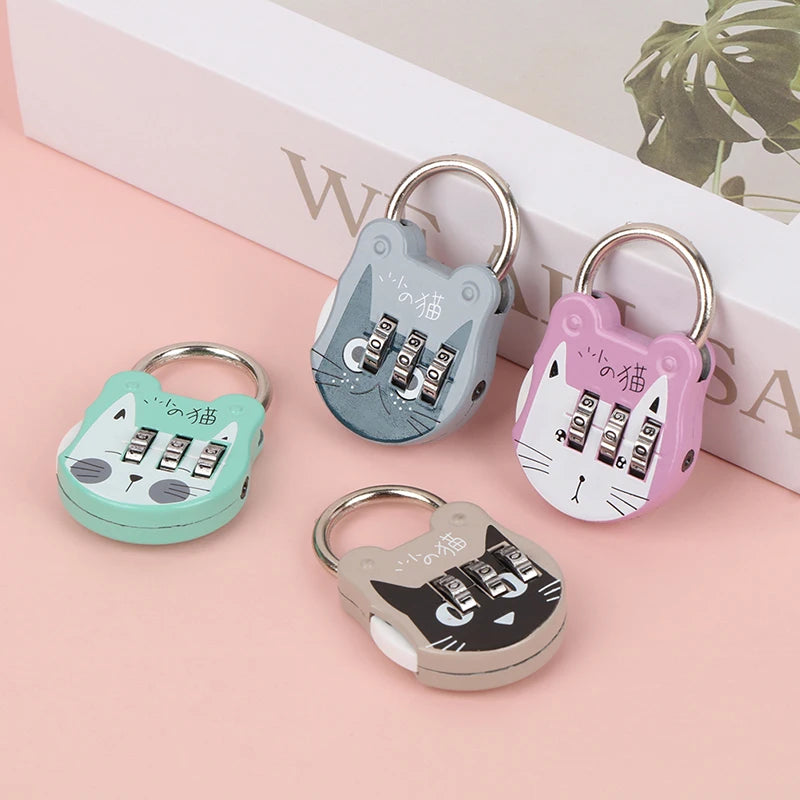 Cute Cat Mini Combination Lock – Luggage, Drawer & Dorm Combination Padlock Axl
