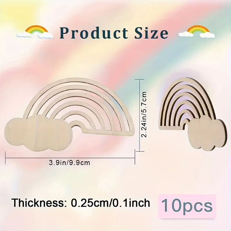 Unfinished Wooden Rainbow & Cloud DIY Craft Shapes – 10/30 Pack Wooden Craft Shapes Axl
