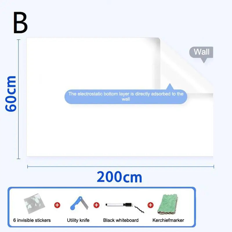 Reusable Electrostatic Whiteboard Wall Sticker – Erasable Roll Whiteboard Wall Sticker Axl 60cm