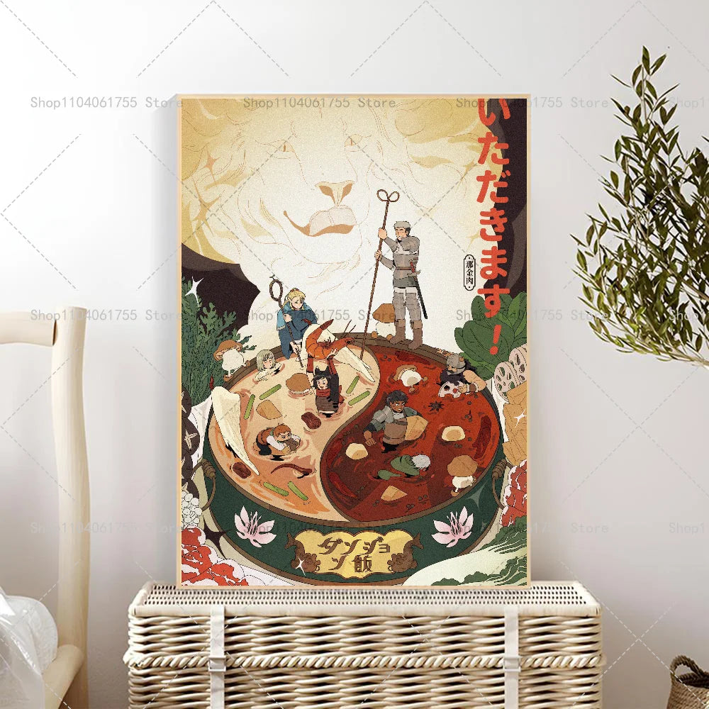 Anime Dungeon Meshi Wall Poster – Waterproof Self-Adhesive Sticker Anime Wall Poster Axl z10 30x42cm No Frame