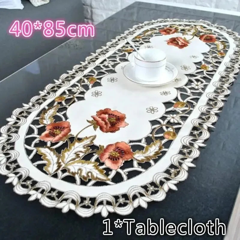 European Hollow Embroidered Table Runner 40x85cm | Lace Décor Table Runner Axl