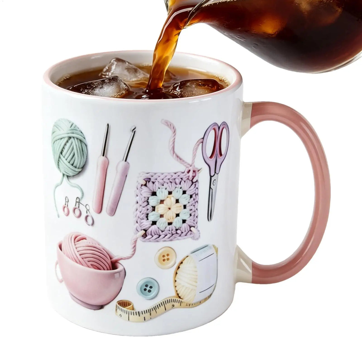 Crochet Ceramic Coffee Mug 330ml | Yarn Lover Gift for Women Ceramic Coffee Mug Axl